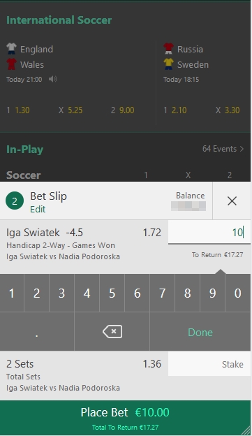 A coupon at Bet365